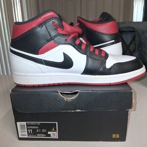 Nike Air Jordan 1 Mid - Black/White/Red Men’s Sneakers